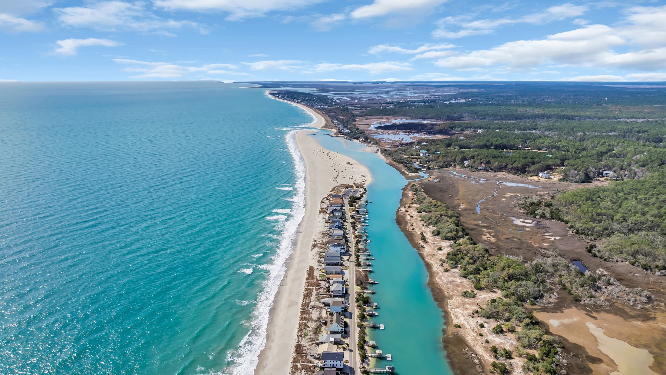 The Pawleys Island beachfront with the creek and marsh behind it